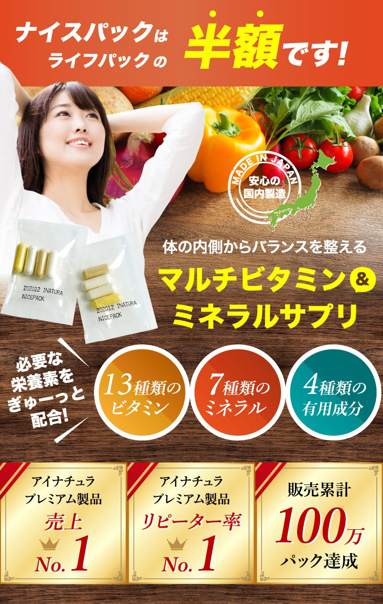 アイナチュラ社ナイスパックはニュースキン社ライフパックの半額です