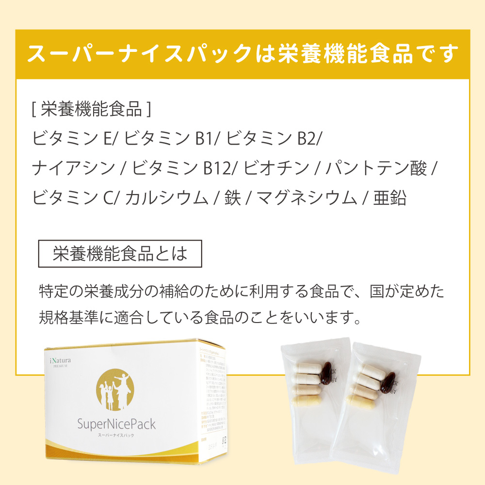 アイナチュラ社スーパーナイスパックは栄養機能食品です