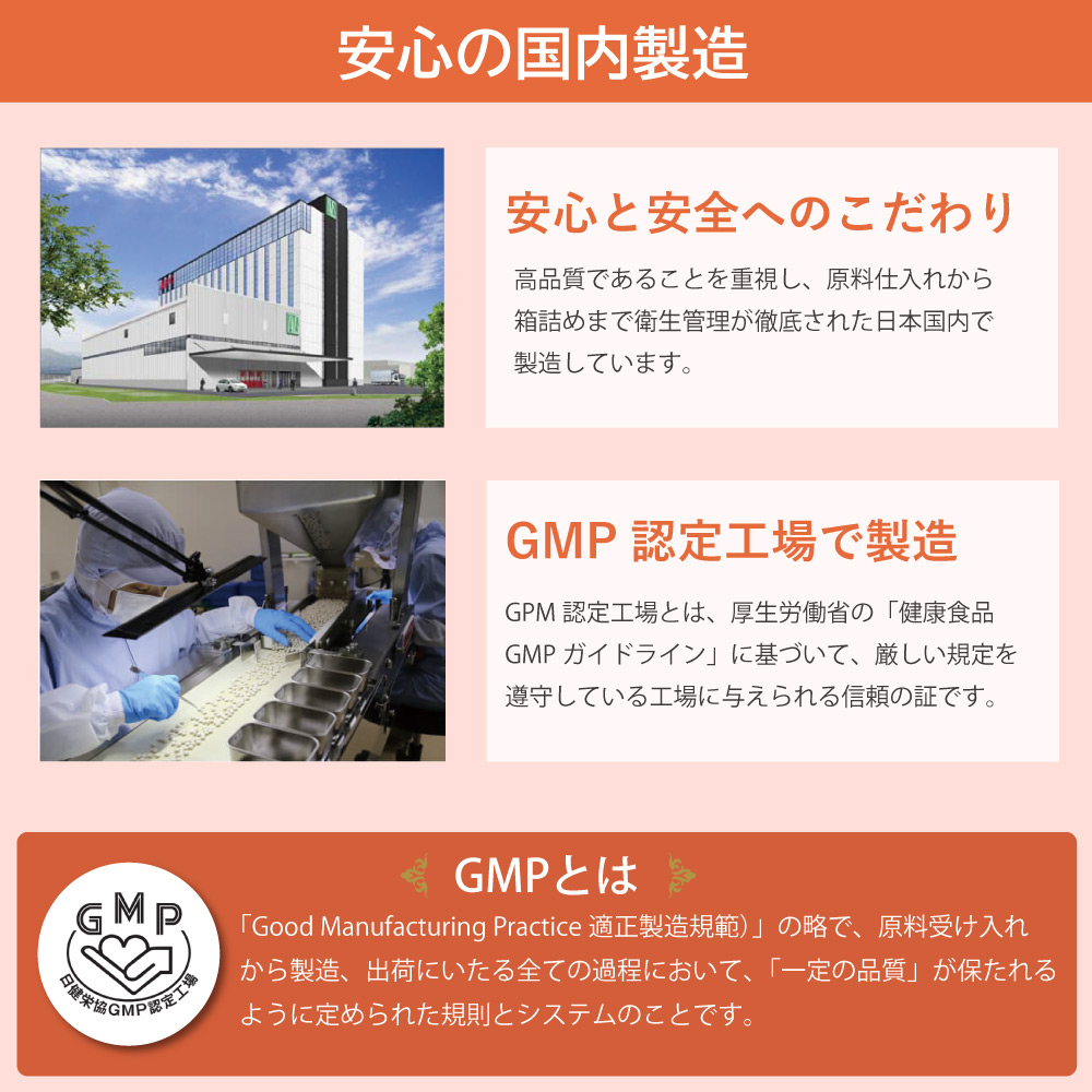 アイナチュラ社ナイスルテインは国内のGMP認定工場で作られた安心の健康補助食品です