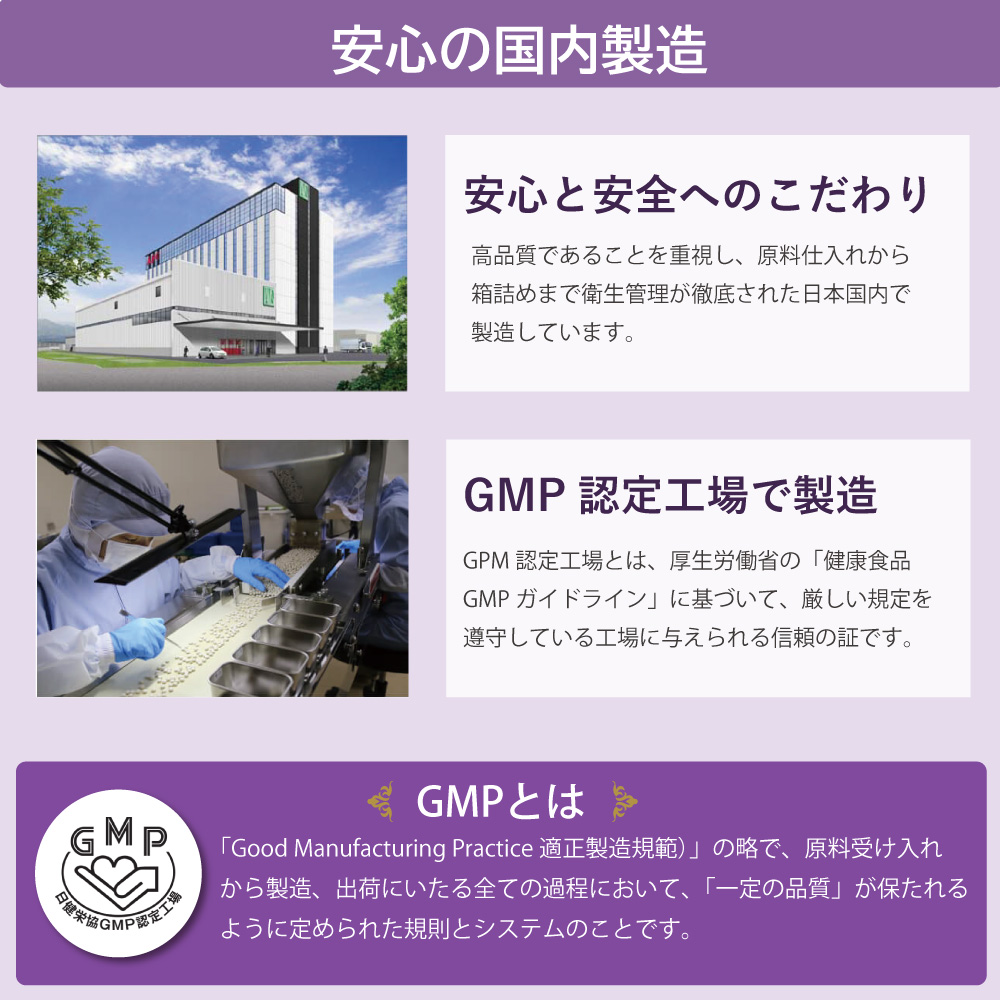 アイナチュラ社ナイスボンドは国内のGMP認定工場で作られた安心の健康補助食品です