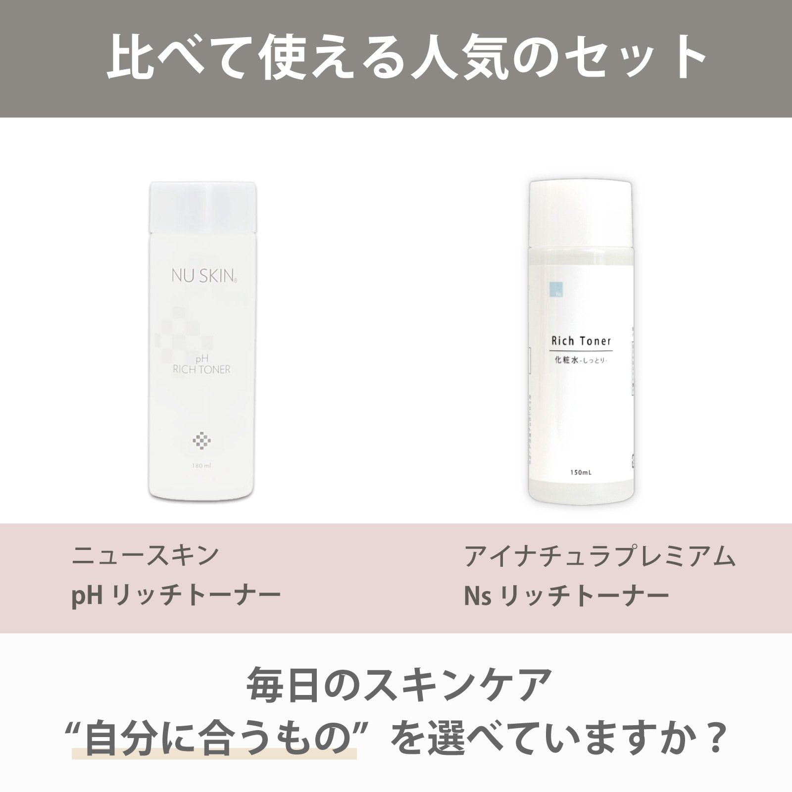 ニュースキン社pH リッチ トーナーとアイナチュラ社Ns リッチトーナーを気軽に試すことができるセットです