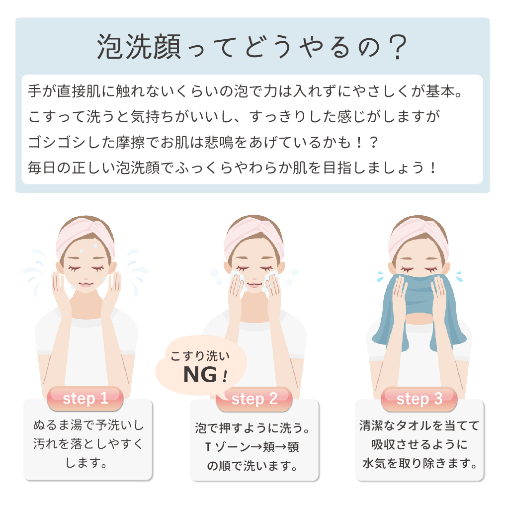アイナチュラ Nsクレンジングフォームを使った泡洗顔の方法