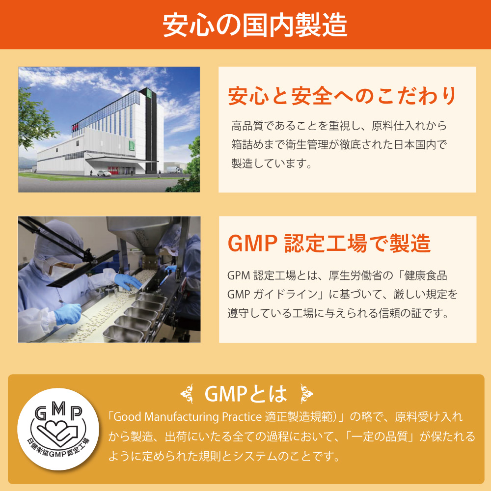 アイナチュラ社スーパーナイスパックは国内のGMP認定工場で作られた安心の健康補助食品です