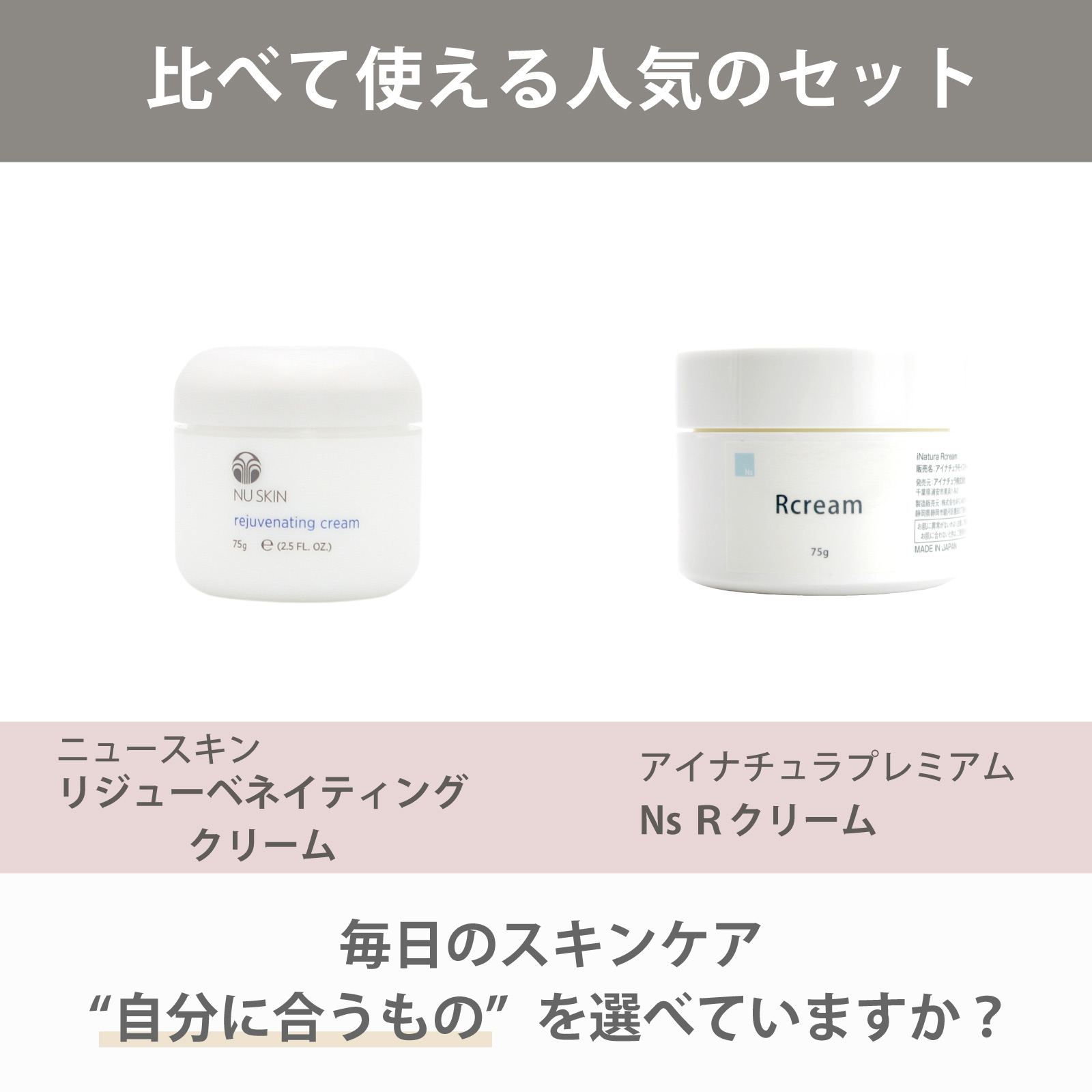 ニュースキン社リジュー ベネイティング クリームとアイナチュラ社Ns Rクリームを気軽に試すことができるセットです