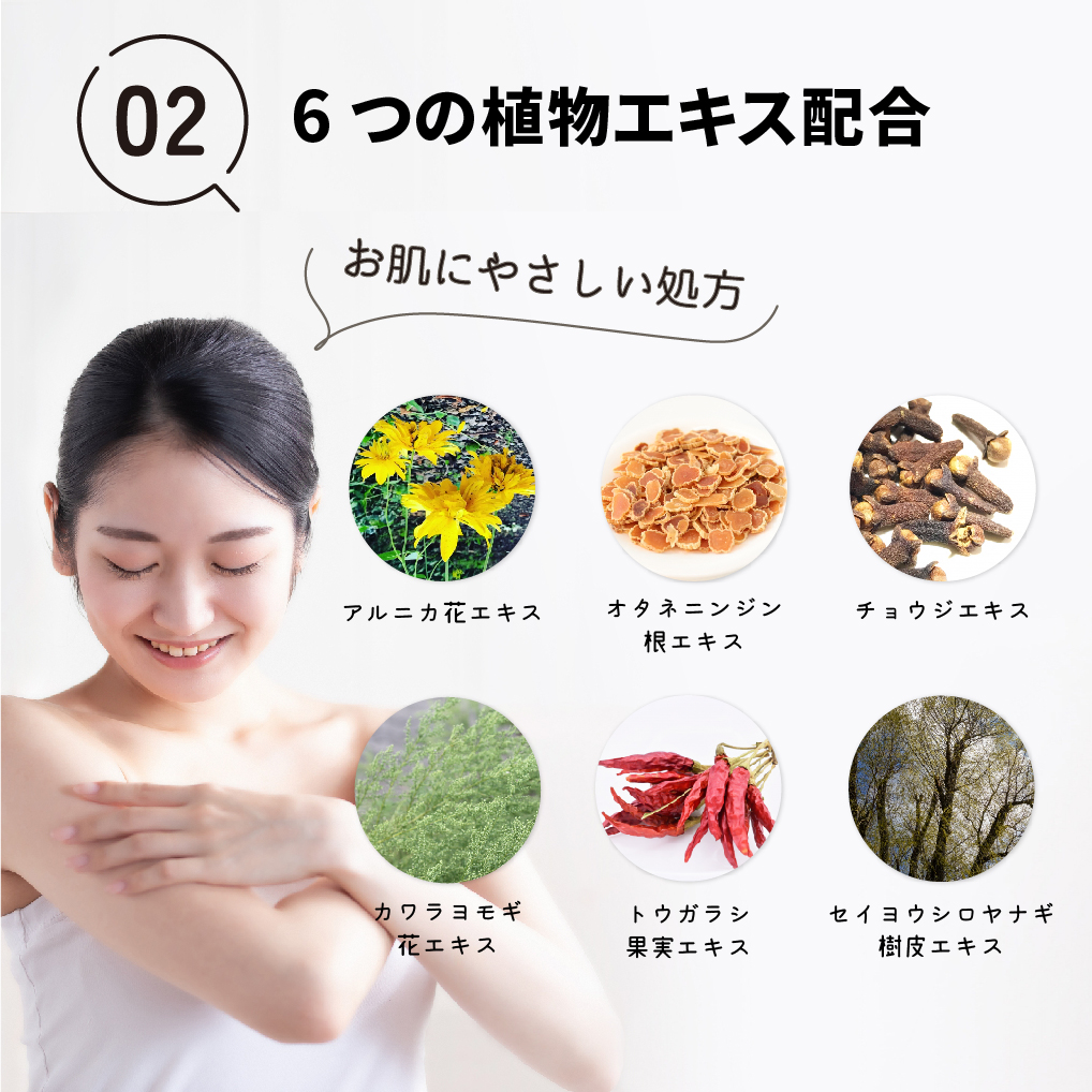 アクティブナイスは6つの植物エキス配合