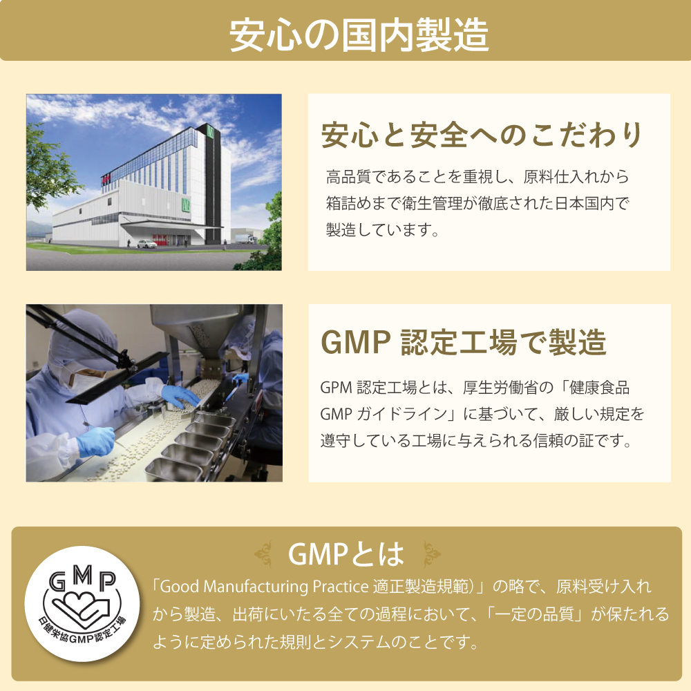 アイナチュラ社ナイスプラントは国内のGMP認定工場で作られた安心の健康補助食品です