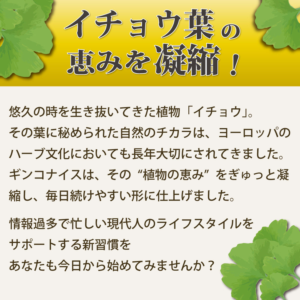 アイナチュラ社ギンコナイス（イチョウ葉）イチョウ葉の恵みを凝縮